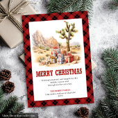Western Christmas card red black ranch style Feestdagenkaart