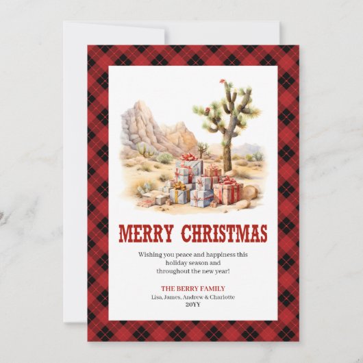 Western Christmas card red black ranch style Feestdagenkaart (Voorkant)