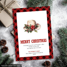 Western Christmas card with cowboy hat print Feestdagenkaart