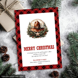 Western Christmas card with sheriff badge art Feestdagenkaart