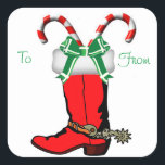 Western Christmas Cowboy Boot Gift Label Stickers<br><div class="desc">Western Christmas Cowboy Boot Gift Label Stickers</div>