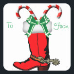 Western Christmas Cowboy Boot Gift Label Stickers<br><div class="desc">Western Christmas Cowboy Boot Gift Label Stickers</div>