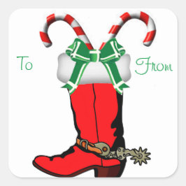 Western Christmas Cowboy Boot Gift Label Stickers