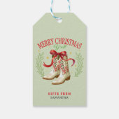 Western Christmas Cowboy Boots Cadeaulabel (Achterkant)