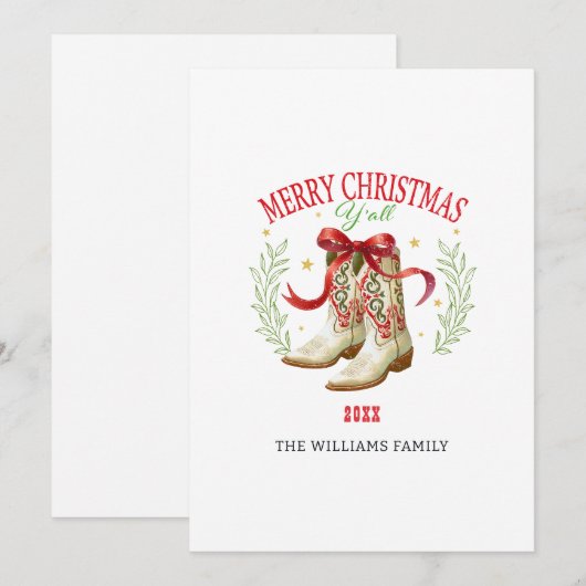 Western Christmas Cowboy Boots Feestdagenkaart (Voorkant / Achterkant)
