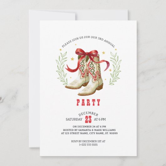 Western Christmas Cowboy Boots Kaart (Voorkant)