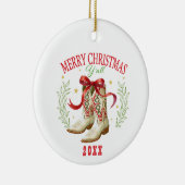 Western Christmas Cowboy Boots Keramisch Ornament (Rechts)