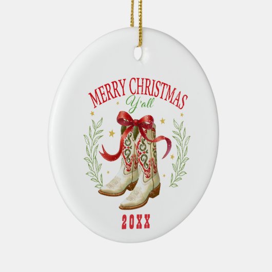 Western Christmas Cowboy Boots Keramisch Ornament (Rechts)