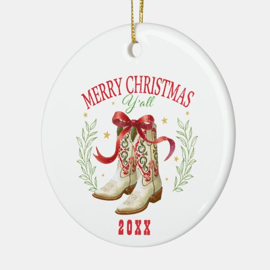 Western Christmas Cowboy Boots Keramisch Ornament (Links)