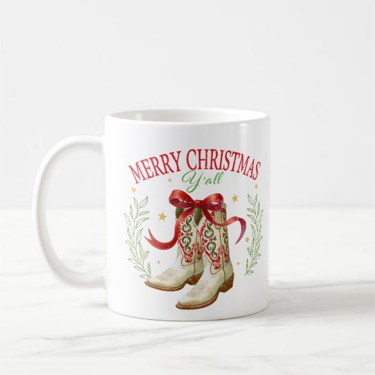 Western Christmas Cowboy Boots Koffiemok (Links)