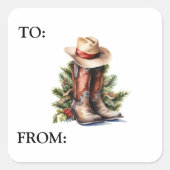 Western Christmas Cowboy Boots Pet Vierkante Sticker (Voorkant)