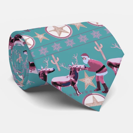 Western Christmas Donkey Reindeer Neck Tie Stropdas (Opgerold)