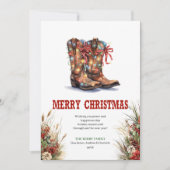 Western Christmas greeting card with cowboy boots Feestdagenkaart (Voorkant)