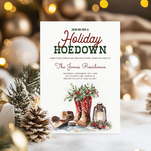 Western Christmas Holiday Hoedown Rustic Party Kaart