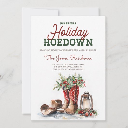 Western Christmas Holiday Hoedown Rustic Party Kaart (Voorkant)