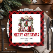 Western Christmas napkins farmhouse tartan pattern Servet