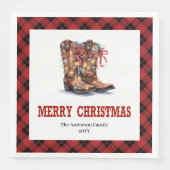 Western Christmas napkins red black buffalo plaid Servet (Voorkant)