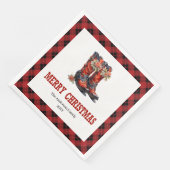 Western Christmas napkins red black rustic charm Servet (Hoek)