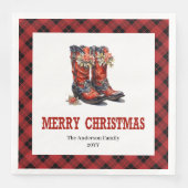 Western Christmas napkins red black rustic charm Servet (Voorkant)