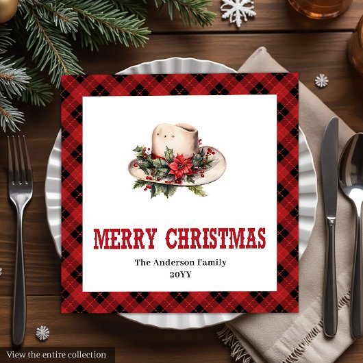 Western Christmas napkins rustic buffalo plaid Servet