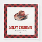Western Christmas napkins with buffalo plaid print Servet (Voorkant)