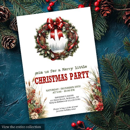 Western Christmas party invite with cowboy hat Kaart