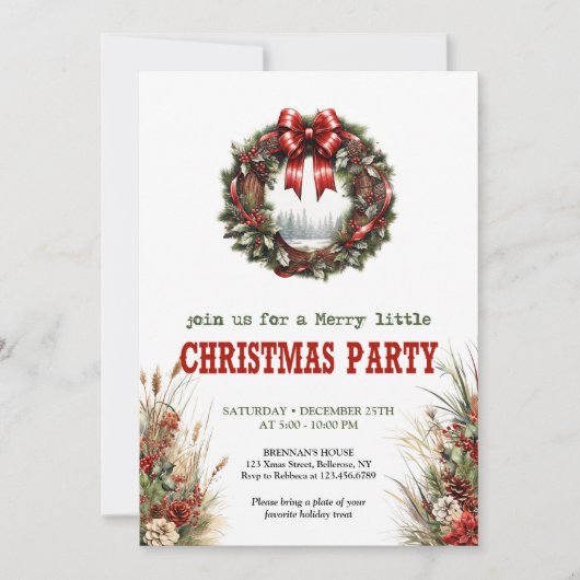Western Christmas party invite with cowboy hat Kaart (Voorkant)