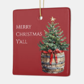 Western Christmas Tree in Barrel  Keramisch Ornament (Links)