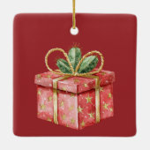 Western Christmas Tree in Barrel  Keramisch Ornament (Achterkant)