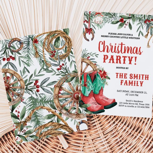 Western Country Boots Kerstfeest Kaart