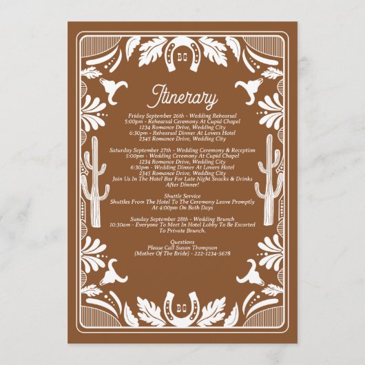 Western Country Cowboy Bruin Bruin Route Programmakaart (Achterkant)