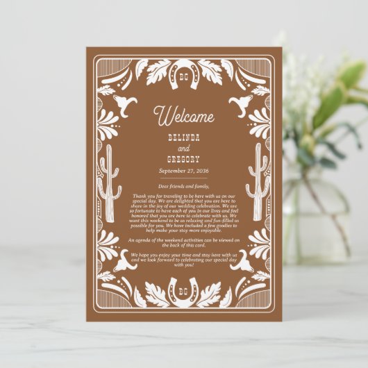 Western Country Cowboy Bruin Bruin Route Programmakaart (Staand voorkant)