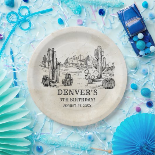  Western Country Cowboy Rodeo Verjaardag Papieren Bordje (Feest)