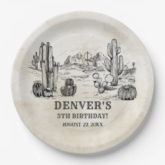  Western Country Cowboy Rodeo Verjaardag Papieren Bordje (Voorkant)