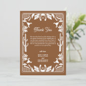 Western Country Cowboy Rustic Wedding Brown Bedankkaart (Staand voorkant)