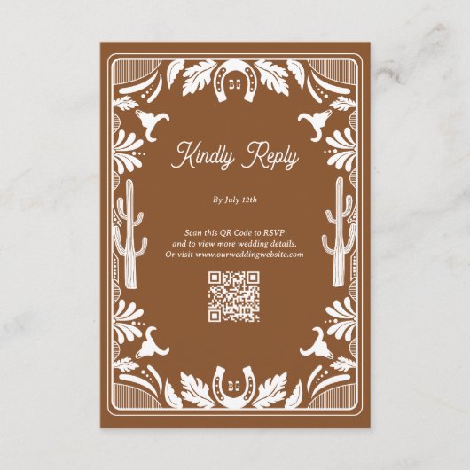 Western Country Cowboy Rustic Wedding Brown Informatiekaartje (Voorkant)