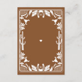 Western Country Cowboy Rustic Wedding Brown Informatiekaartje (Achterkant)