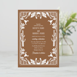 Western Country Cowboy Rustic Wedding Brown Kaart