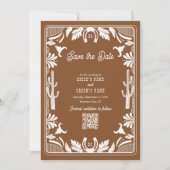 Western Country Cowboy Rustic Wedding Brown Save The Date (Voorkant)