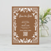 Western Country Cowboy Rustic Wedding Brown Save The Date (Staand voorkant)