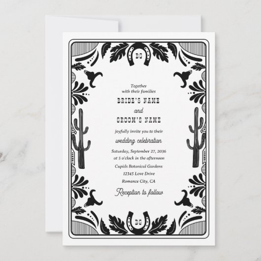 Western Country Cowboy Rustic Wedding Kaart (Voorkant)