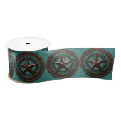Western Country Cowboy Turquoise Brown Texas Star Satijnen Lint (Spoel)