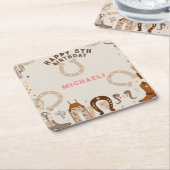 Western Country Cowboy Verjaardagsfeestje Kartonnen Onderzetters (Schuin)