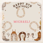 Western Country Cowboy Verjaardagsfeestje Kartonnen Onderzetters (Voorkant)