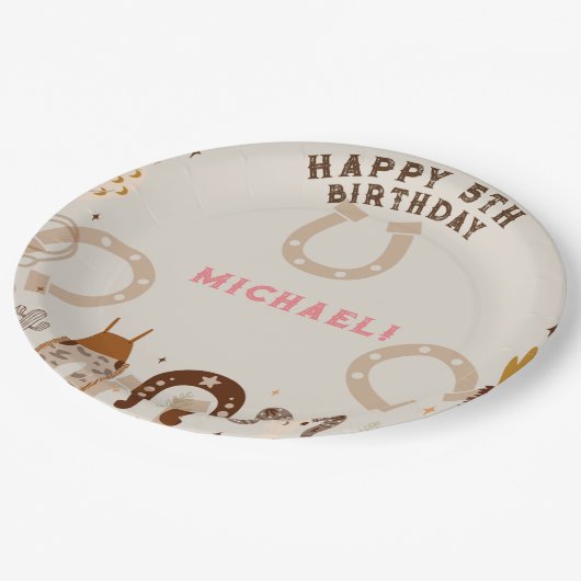 Western Country Cowboy Verjaardagsfeestje Papieren Bordje (Gekanteld)