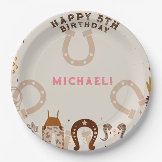 Western Country Cowboy Verjaardagsfeestje Papieren Bordje (Voorkant)