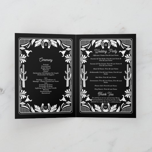 Western Country Cowboy Wedding Order of Service Programma (Binnen)