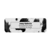 Western Country Cowboy Zwart Wit Koe Print Etiket (Voorkant)