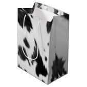 Western Country Cowboy Zwart Wit Koe Print Medium Cadeauzakje (Voorkant Gekanteld)