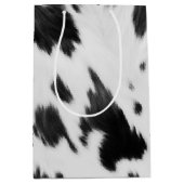 Western Country Cowboy Zwart Wit Koe Print Medium Cadeauzakje (Voorkant)